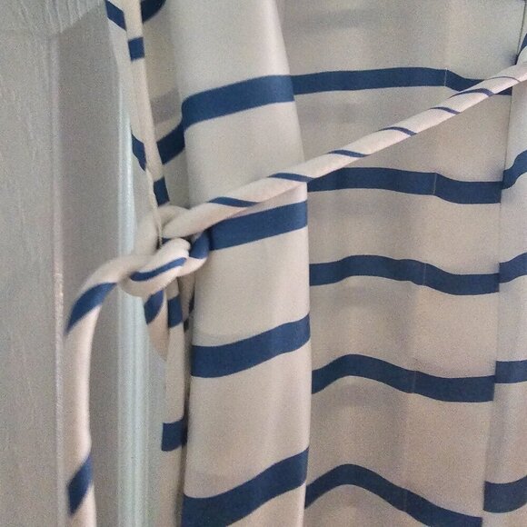 Theory Women's Blue Striped Long Sleeves Belted Silk Shirt Dress Size Small - Picture 7 of 10